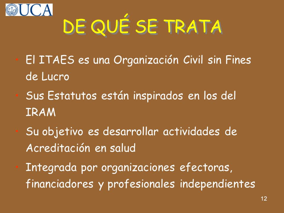 DE QUÉ SE TRATA El ITAES es una Organización Civil sin Fines de Lucro