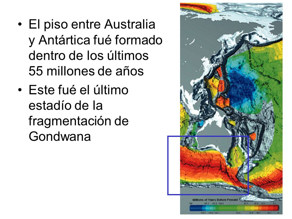 El piso entre Australia y Antártica fué formado dentro de los últimos 55 millones de años