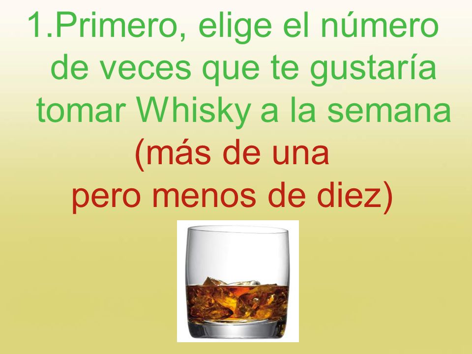 Primero, elige el número de veces que te gustaría tomar Whisky a la semana