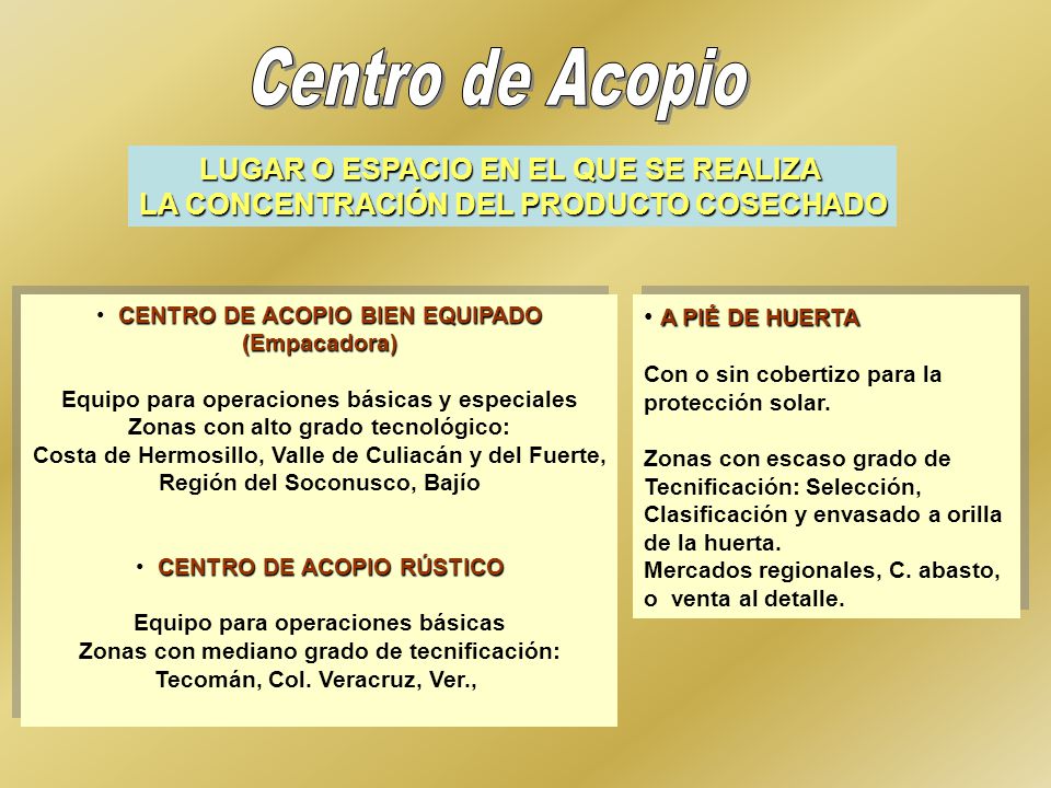 Centro de Acopio LUGAR O ESPACIO EN EL QUE SE REALIZA