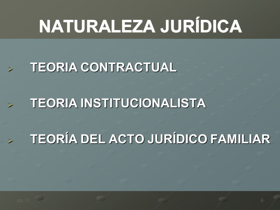 NATURALEZA JURÍDICA TEORIA CONTRACTUAL TEORIA INSTITUCIONALISTA