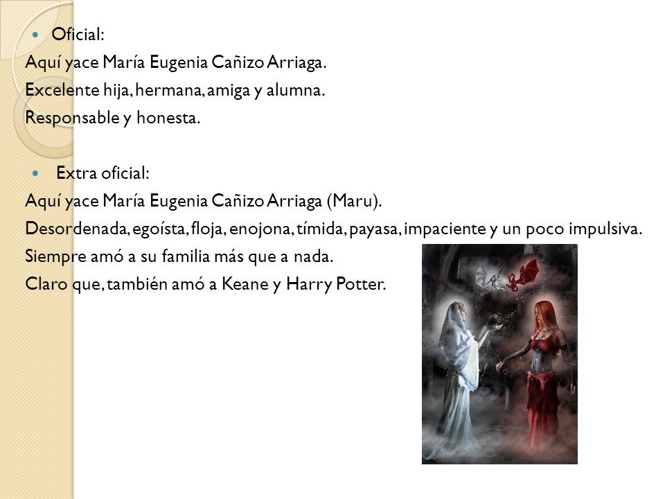Oficial: Aquí yace María Eugenia Cañizo Arriaga. Excelente hija, hermana, amiga y alumna. Responsable y honesta.