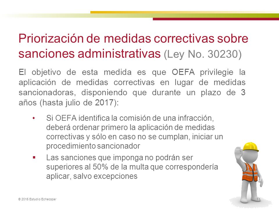 Priorización de medidas correctivas sobre sanciones administrativas (Ley No )