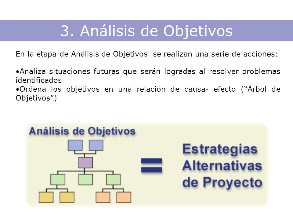 3. Análisis de Objetivos En la etapa de Análisis de Objetivos se realizan una serie de acciones: