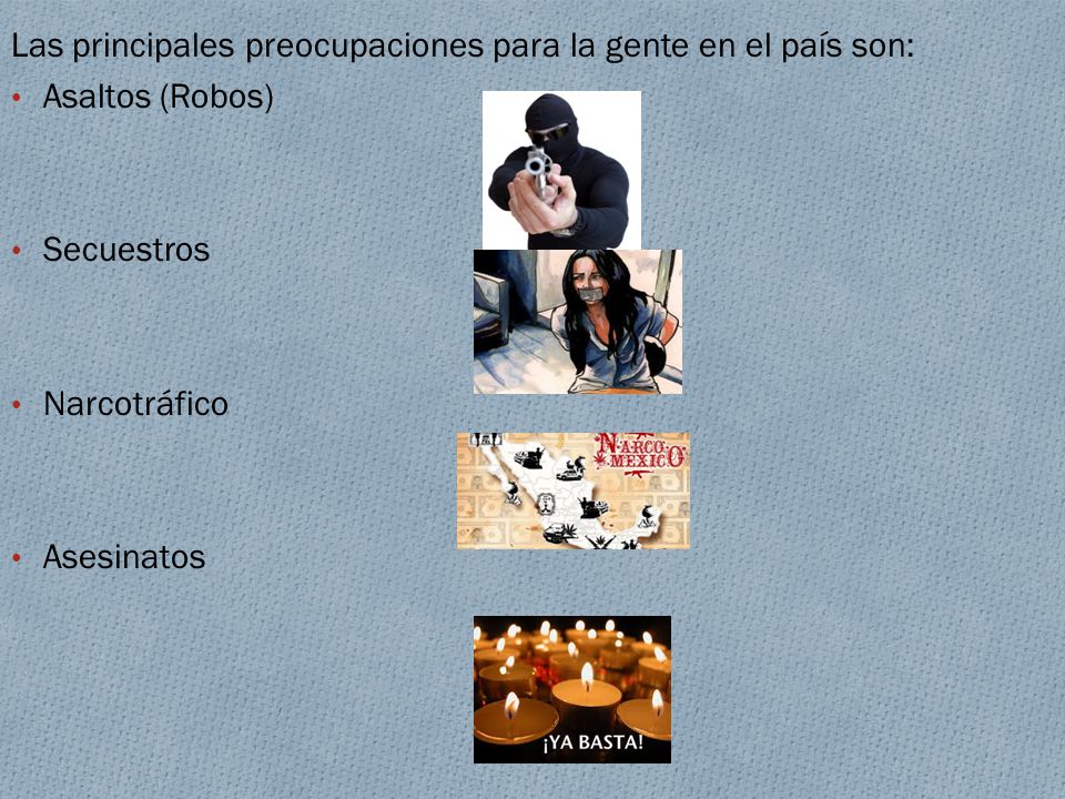 Las principales preocupaciones para la gente en el país son: