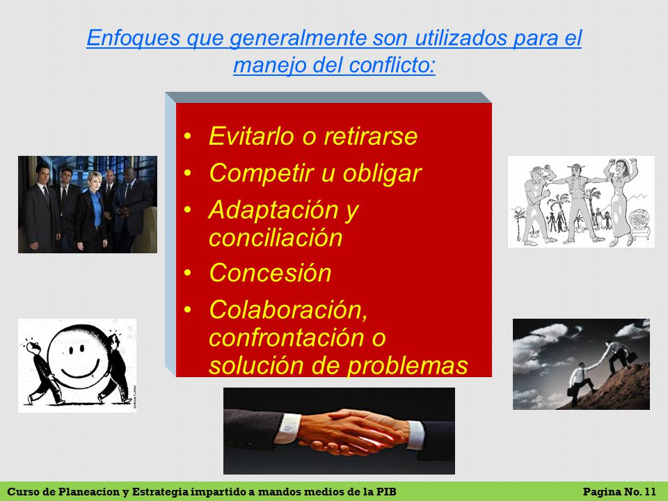 Enfoques que generalmente son utilizados para el manejo del conflicto: