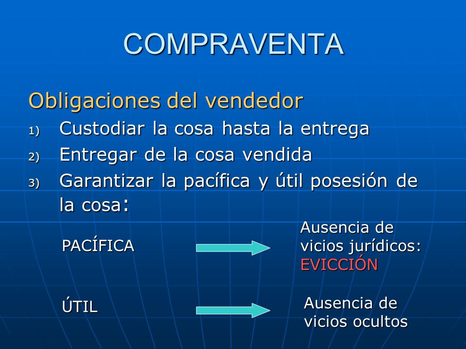 COMPRAVENTA Obligaciones del vendedor
