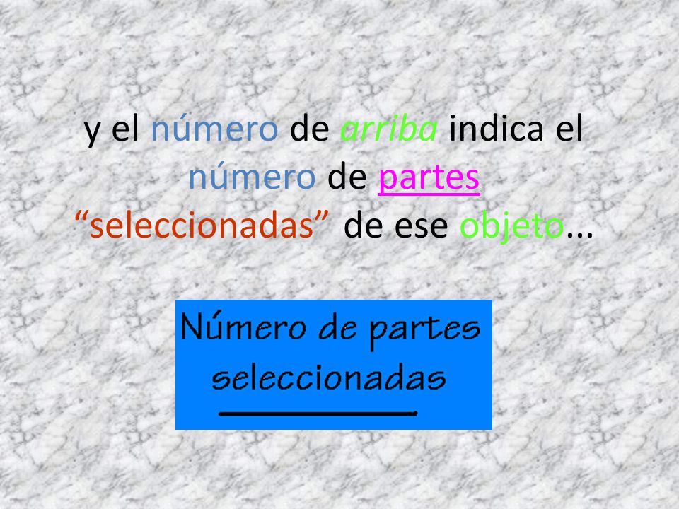 y el número de arriba indica el número de partes seleccionadas de ese objeto...