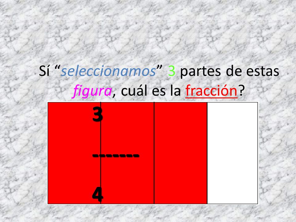 Sí seleccionamos 3 partes de estas figura, cuál es la fracción