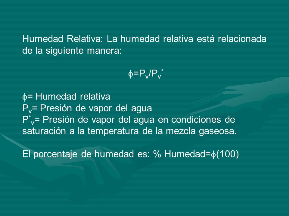 Humedad Relativa: La humedad relativa está relacionada de la siguiente manera: