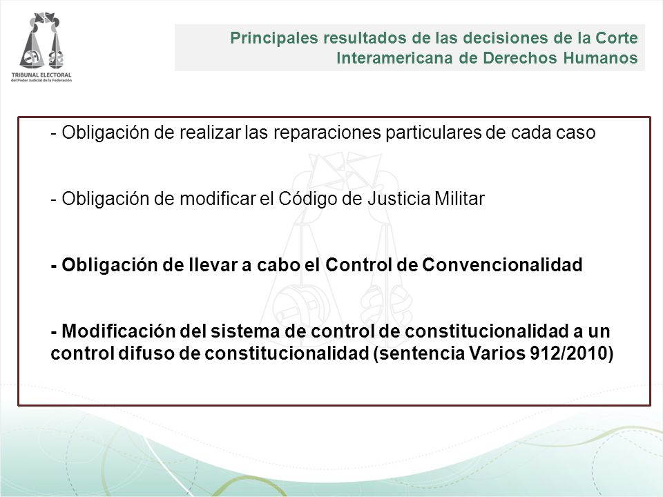 - Obligación de realizar las reparaciones particulares de cada caso