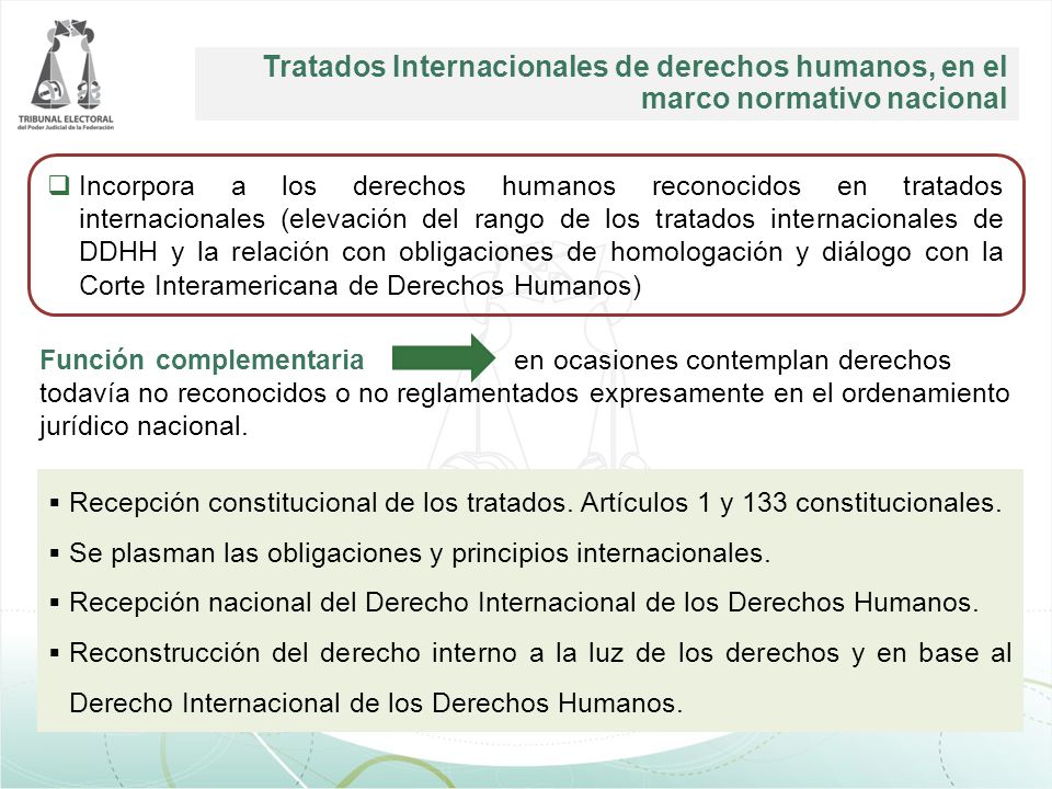 Tratados Internacionales de derechos humanos, en el marco normativo nacional