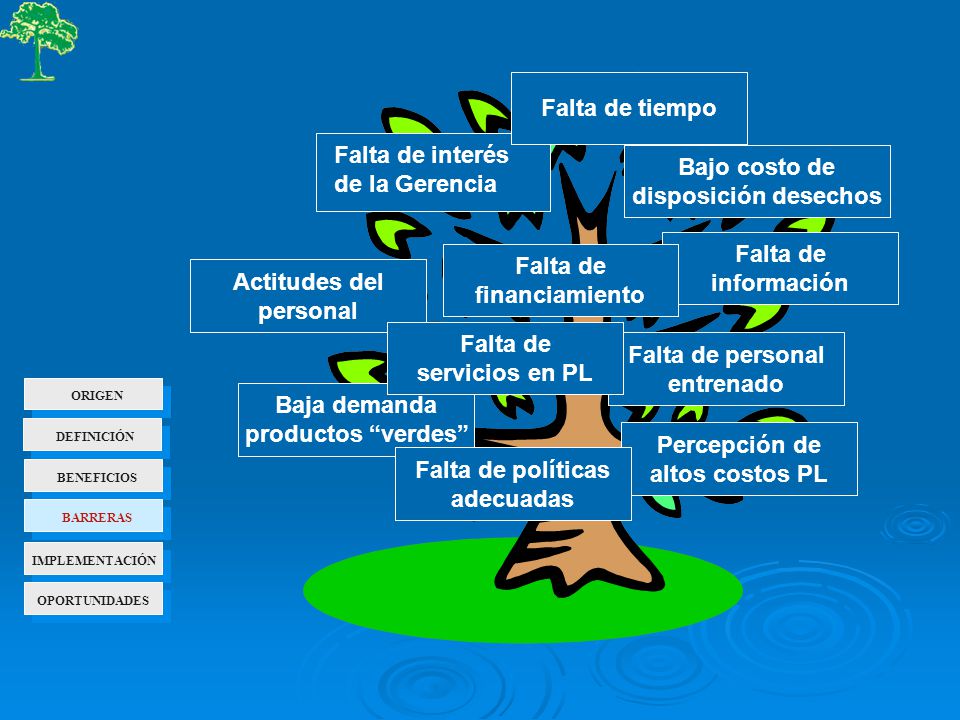 Falta de tiempo Falta de interés Bajo costo de de la Gerencia