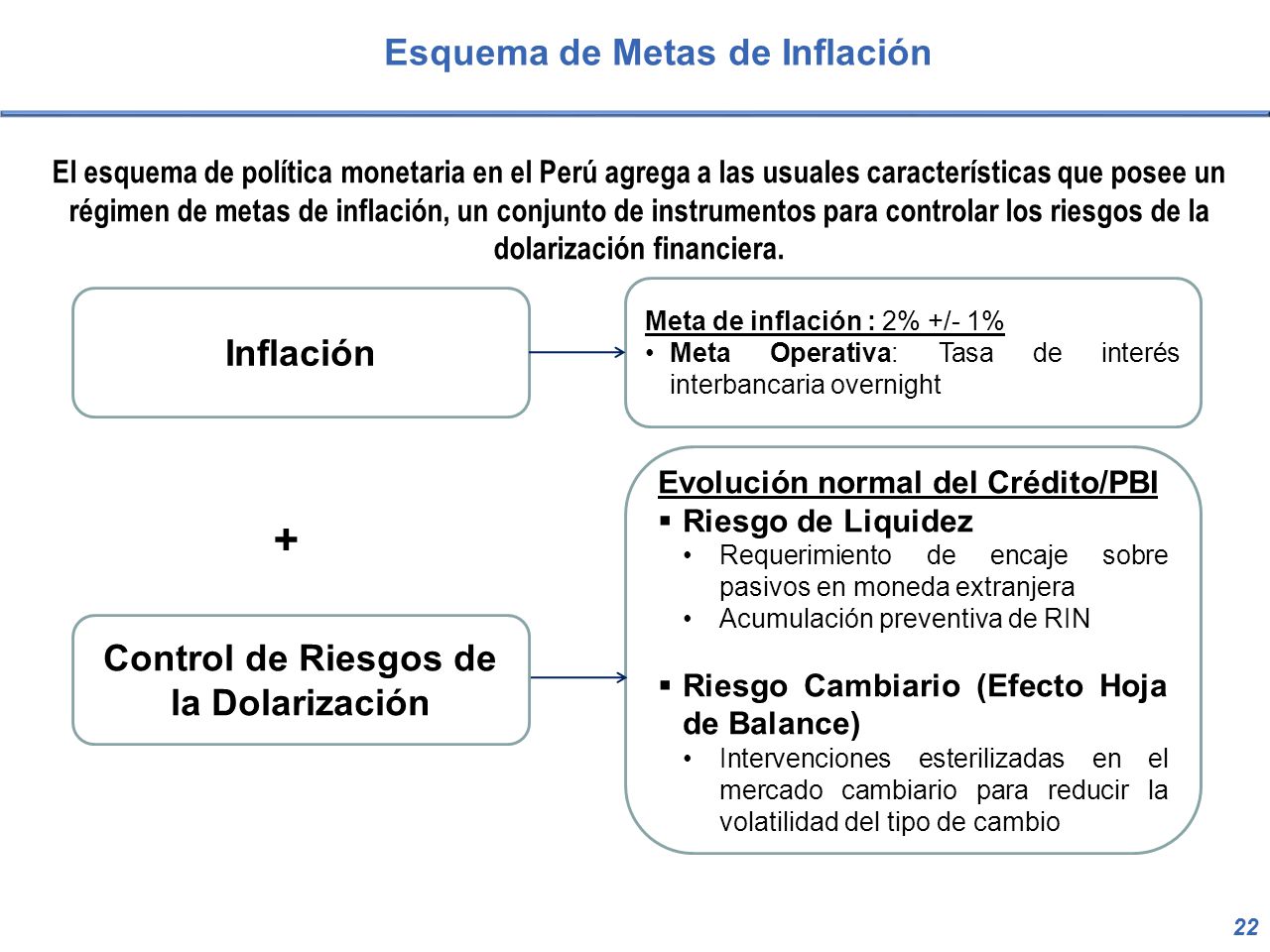 Esquema de Metas de Inflación Control de Riesgos de la Dolarización