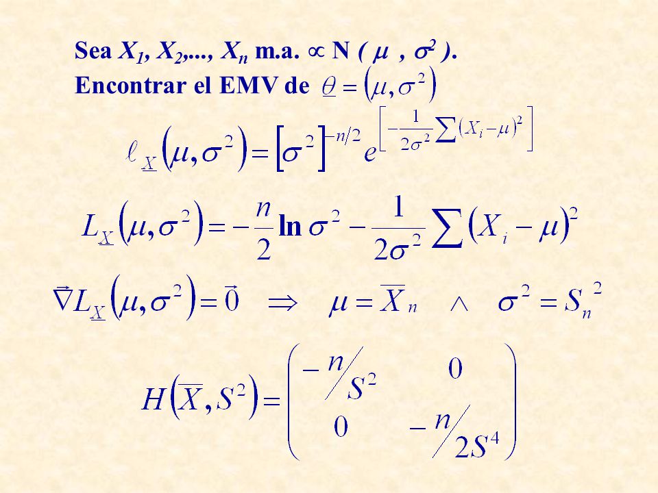 Sea X1, X2,..., Xn m.a.  N (  , 2 ). Encontrar el EMV de