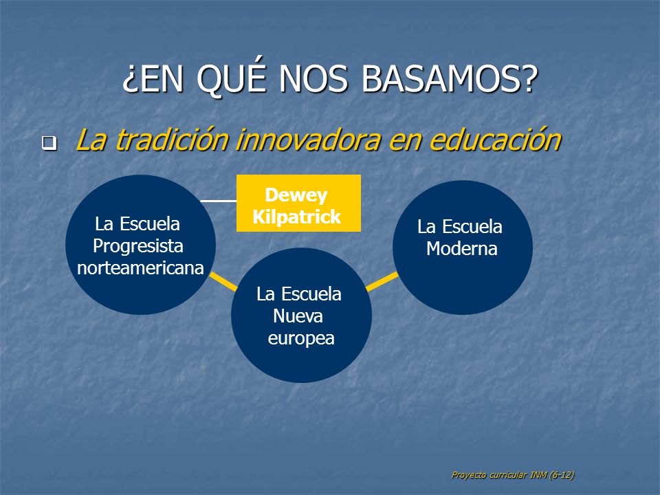 ¿EN QUÉ NOS BASAMOS La tradición innovadora en educación Dewey