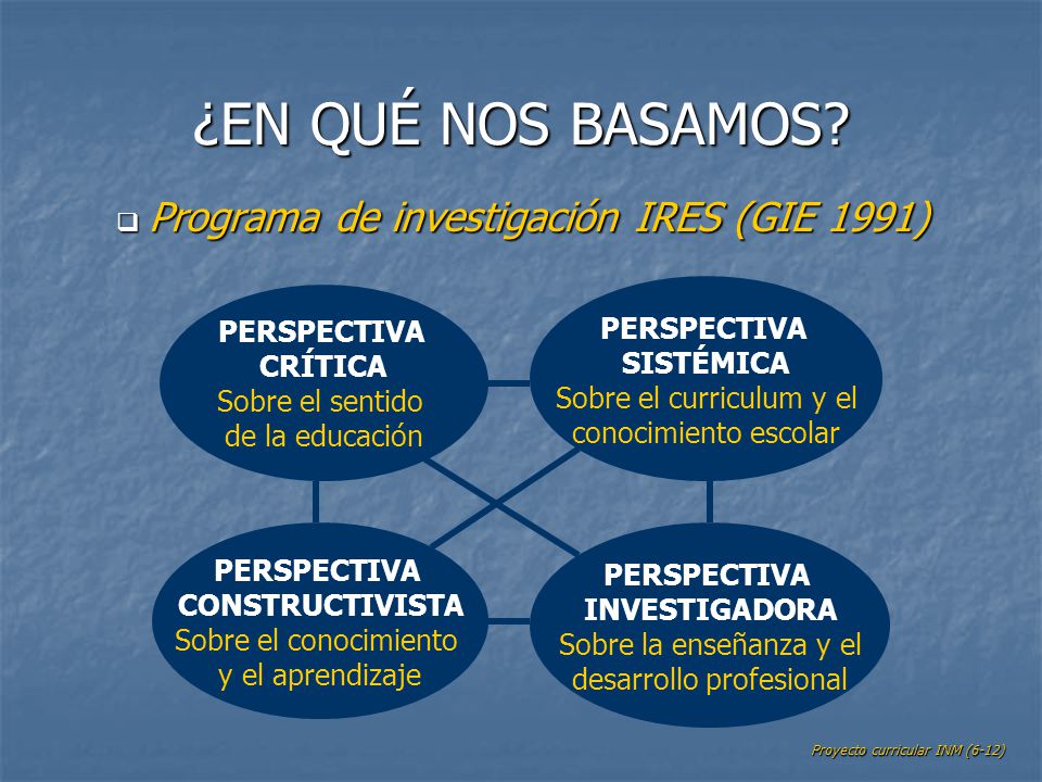 ¿EN QUÉ NOS BASAMOS Programa de investigación IRES (GIE 1991)
