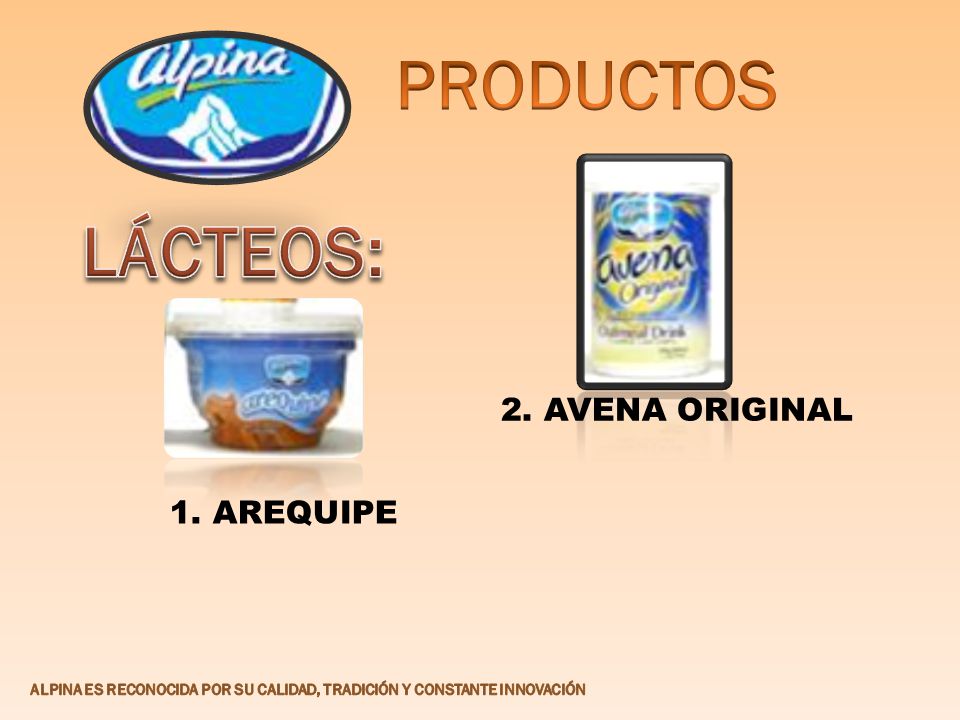 PRODUCTOS LÁCTEOS: 2. AVENA ORIGINAL 1. AREQUIPE