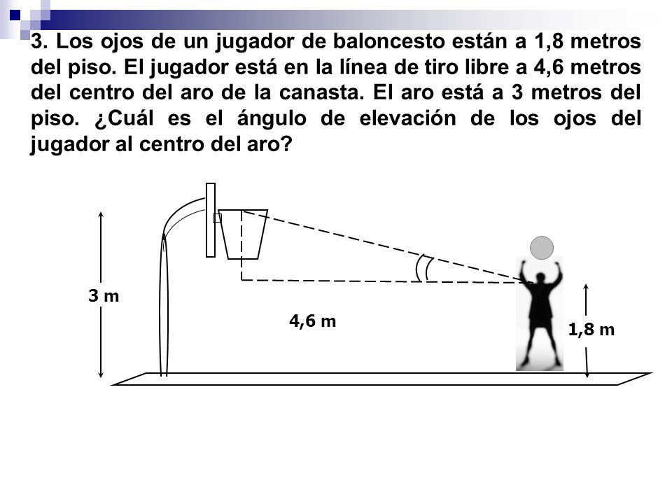 3. Los ojos de un jugador de baloncesto están a 1,8 metros del piso