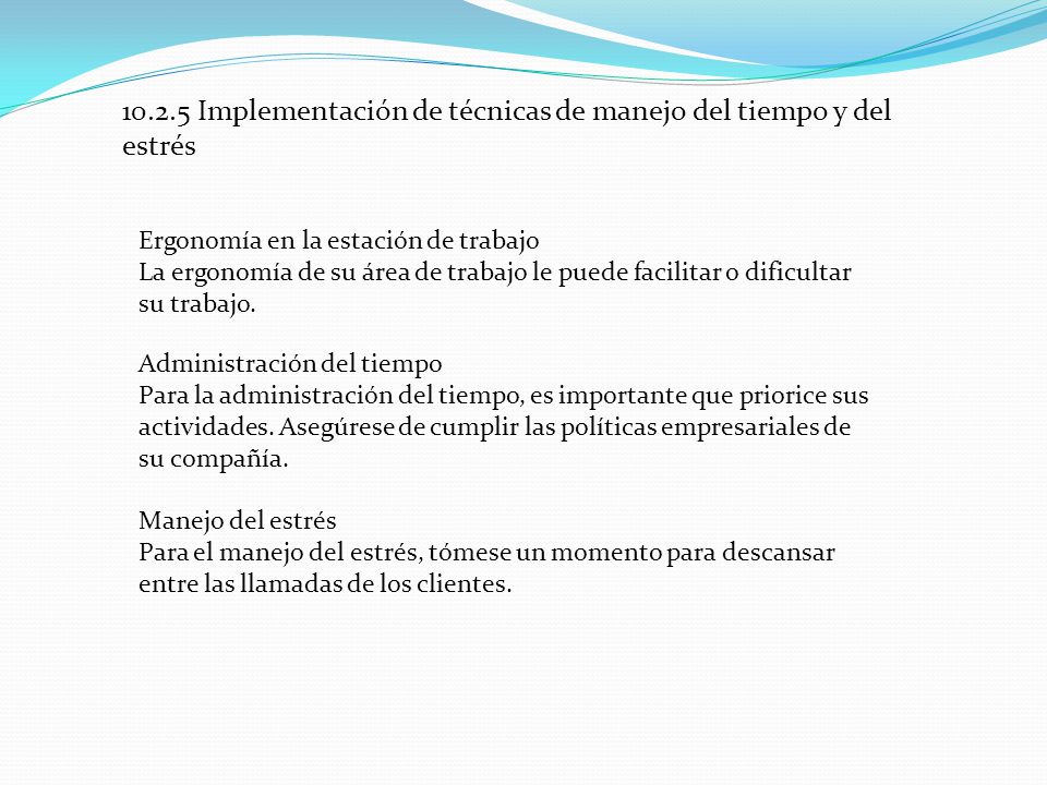 Implementación de técnicas de manejo del tiempo y del estrés