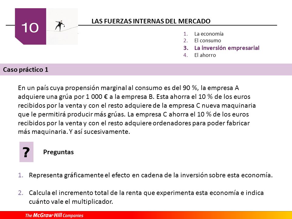 La economía El consumo. La inversión empresarial. El ahorro. Caso práctico 1.