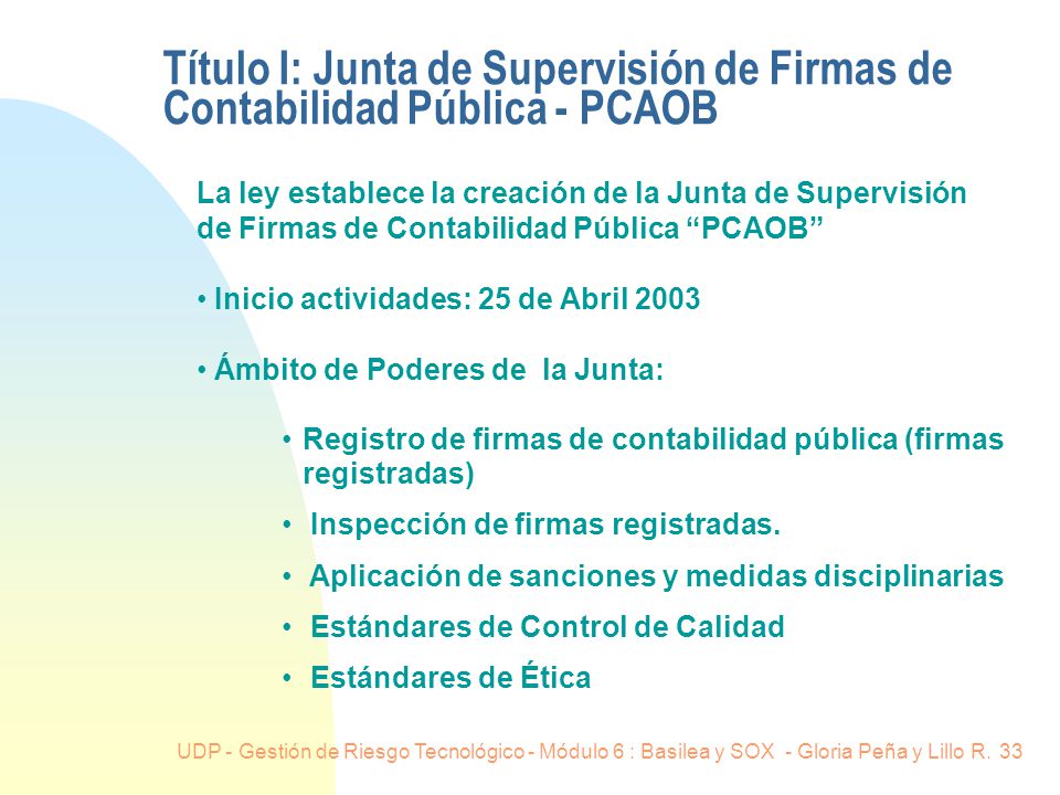 Título I: Junta de Supervisión de Firmas de Contabilidad Pública - PCAOB