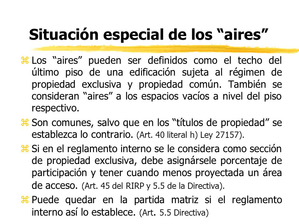 Situación especial de los aires
