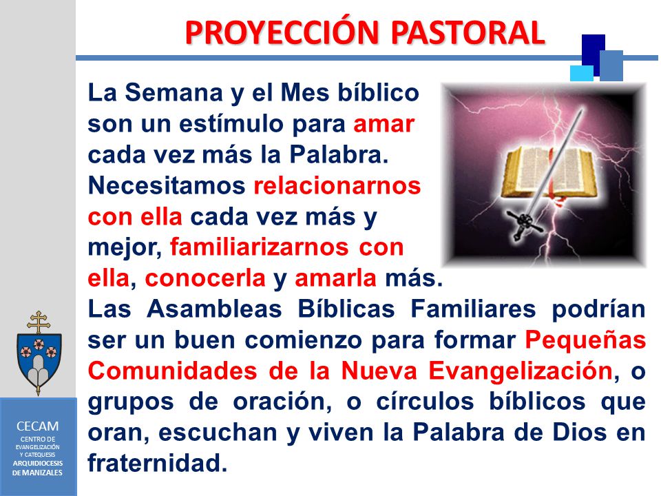 CECAM CENTRO DE. EVANGELIZACIÓN. Y CATEQUESIS. ARQUIDIOCESIS. DE MANIZALES. PROYECCIÓN PASTORAL.