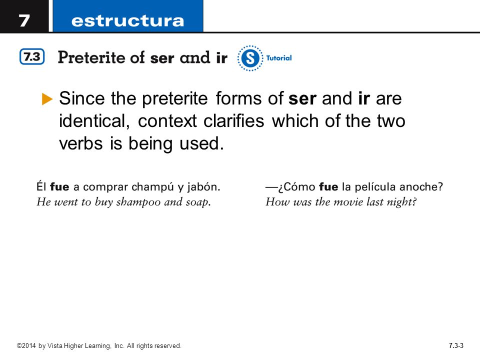 Since the preterite forms of ser and ir are identical, context clarifies which of the two verbs is being used.