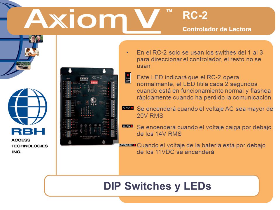 RC-2 DIP Switches y LEDs Controlador de Lectora