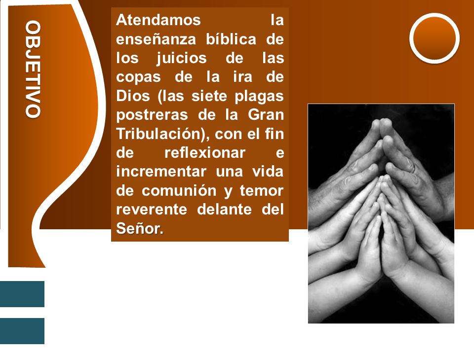 Atendamos la enseñanza bíblica de los juicios de las copas de la ira de Dios (las siete plagas postreras de la Gran Tribulación), con el fin de reflexionar e incrementar una vida de comunión y temor reverente delante del Señor.