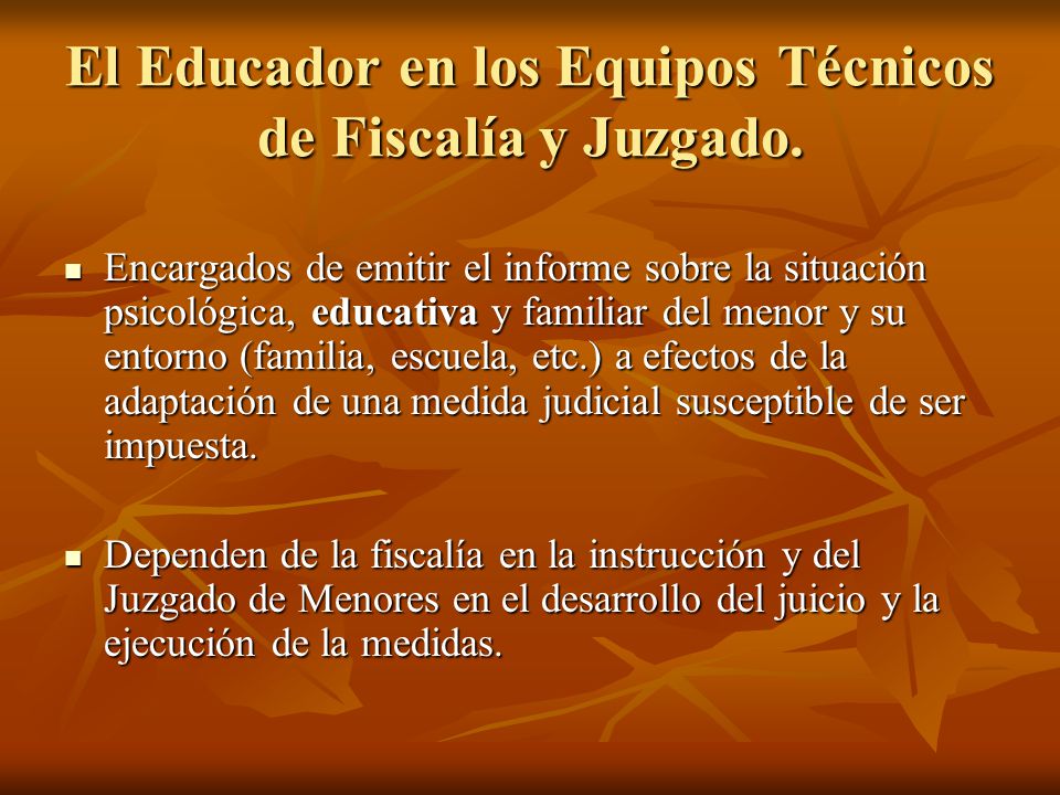 El Educador en los Equipos Técnicos de Fiscalía y Juzgado.