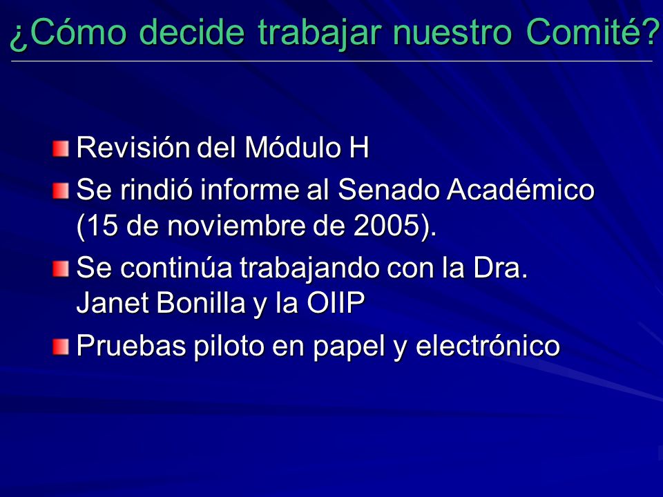 ¿Cómo decide trabajar nuestro Comité
