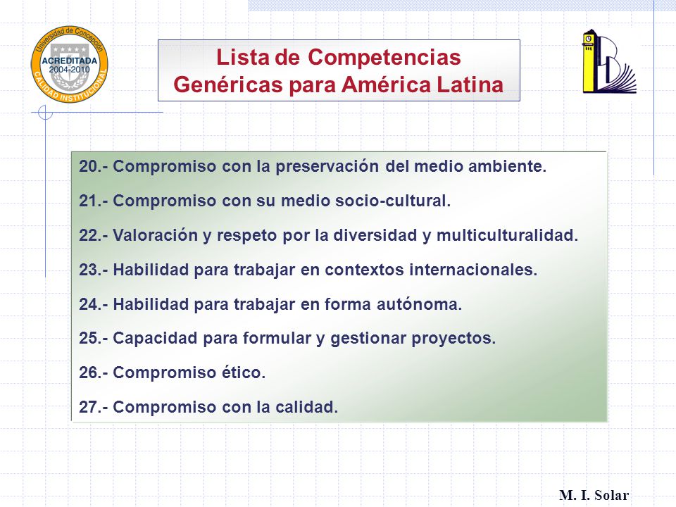 Lista de Competencias Genéricas para América Latina