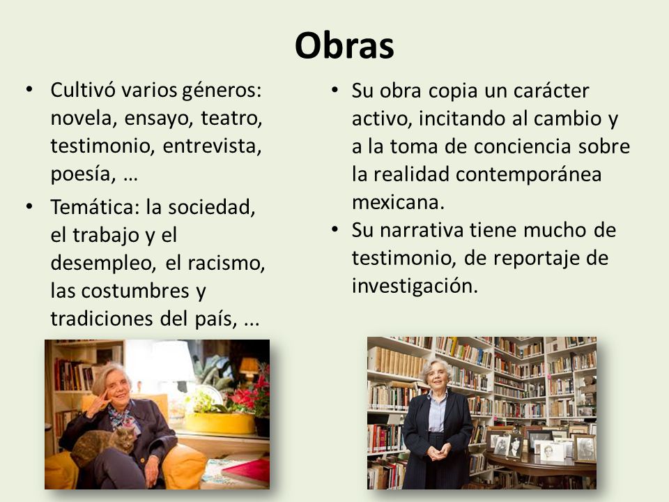 Obras Cultivó varios géneros: novela, ensayo, teatro, testimonio, entrevista, poesía, …