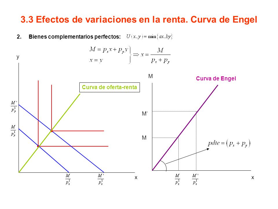 3.3 Efectos de variaciones en la renta. Curva de Engel