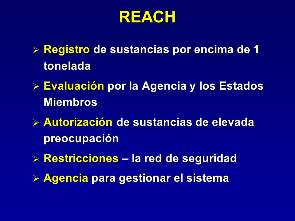 REACH Registro de sustancias por encima de 1 tonelada