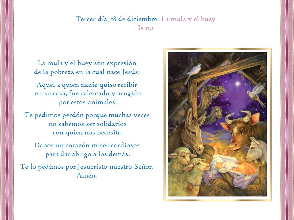 Tercer día, 18 de diciembre: La mula y el buey Is 11,1