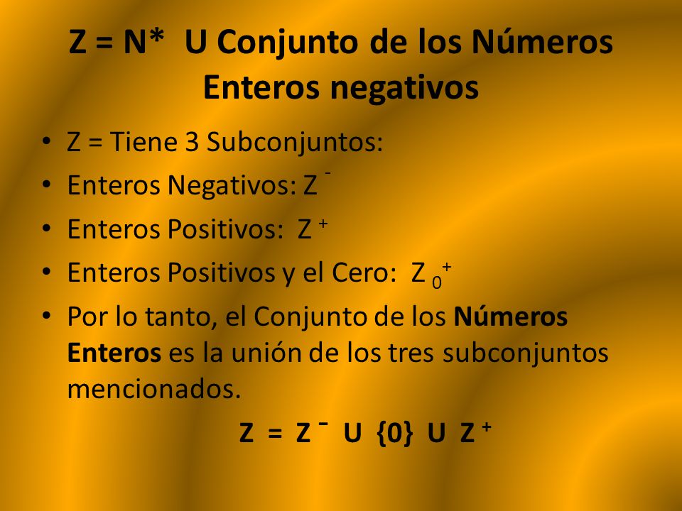 Z = N* U Conjunto de los Números Enteros negativos