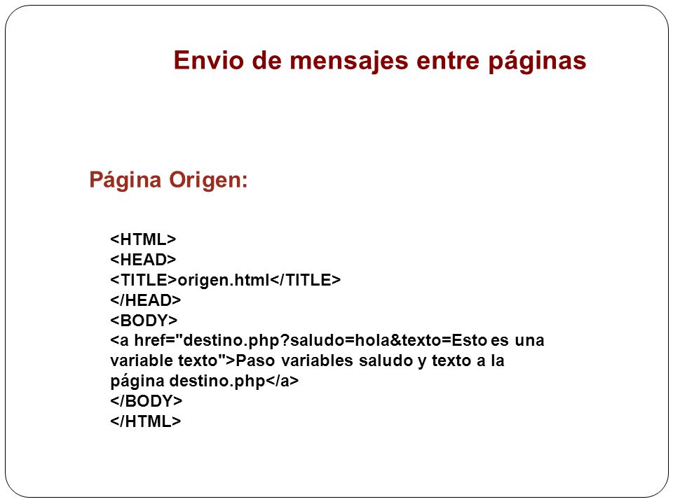Envio de mensajes entre páginas