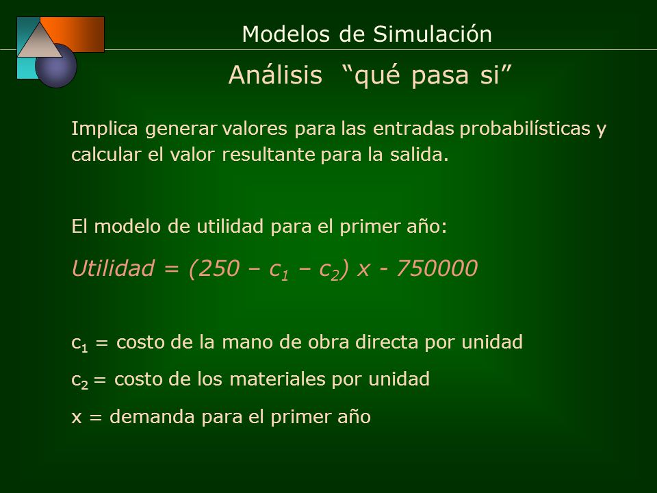 Análisis qué pasa si Utilidad = (250 – c1 – c2) x