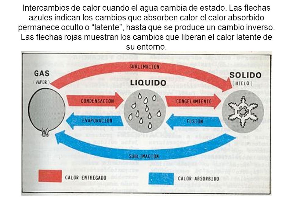 Intercambios de calor cuando el agua cambia de estado