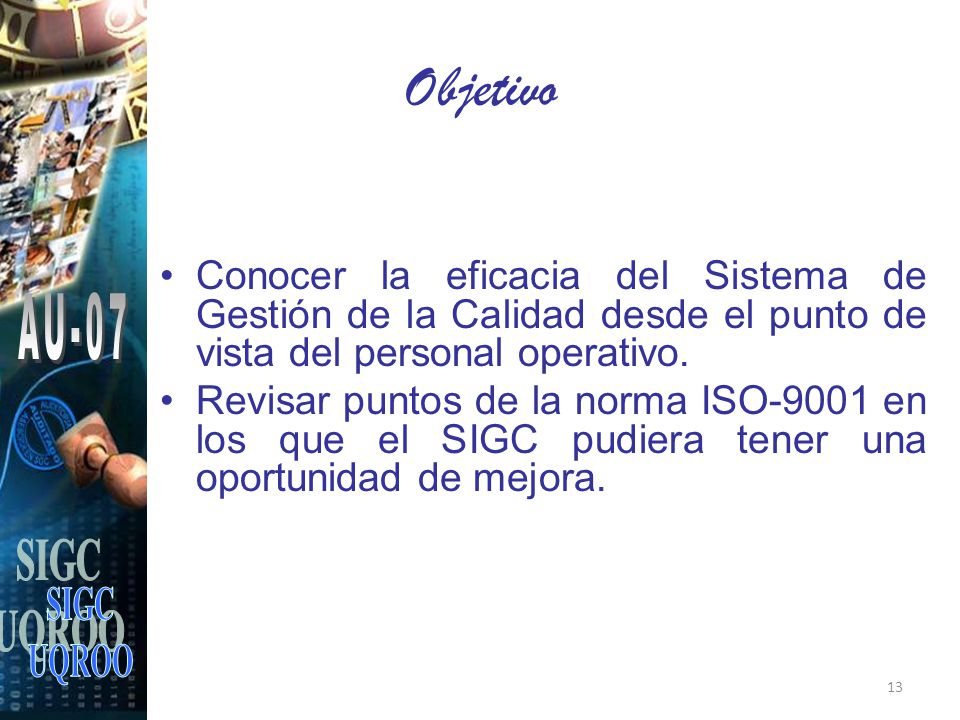 Objetivo AU-07 SIGC UQROO