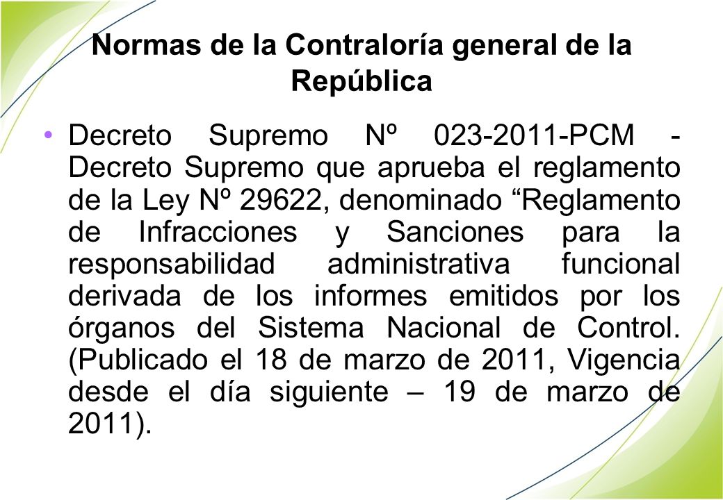 Normas de la Contraloría general de la República