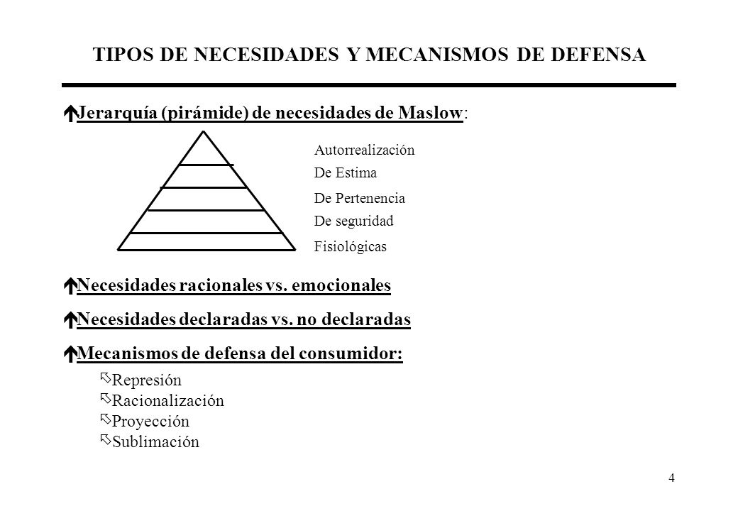 TIPOS DE NECESIDADES Y MECANISMOS DE DEFENSA