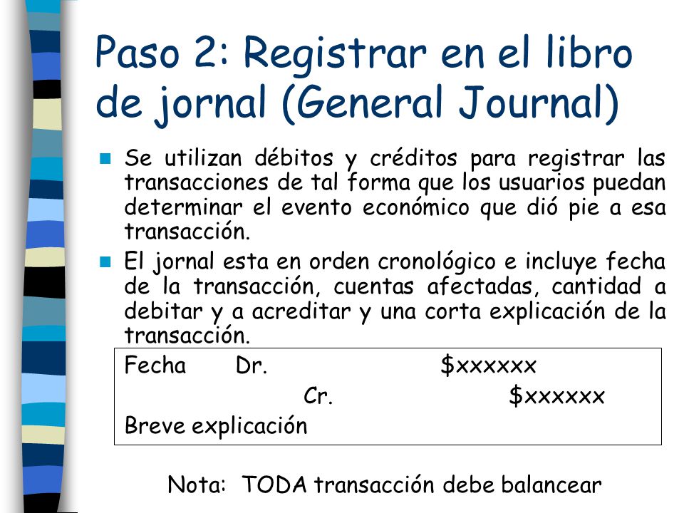 Paso 2: Registrar en el libro de jornal (General Journal)