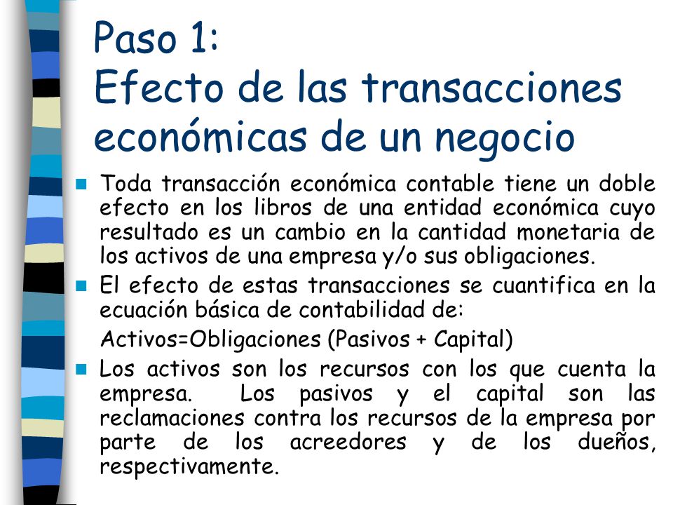 Paso 1: Efecto de las transacciones económicas de un negocio