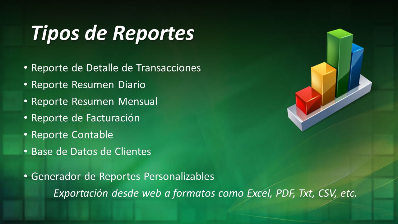 Tipos de Reportes Reporte de Detalle de Transacciones