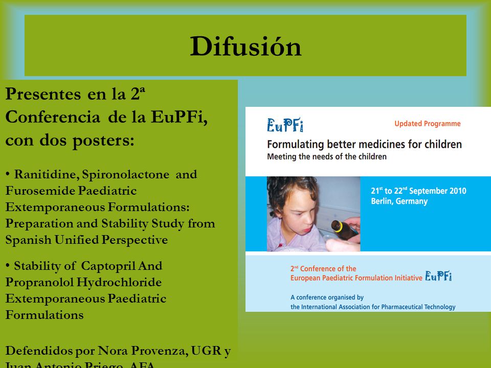 Difusión Presentes en la 2ª Conferencia de la EuPFi, con dos posters: