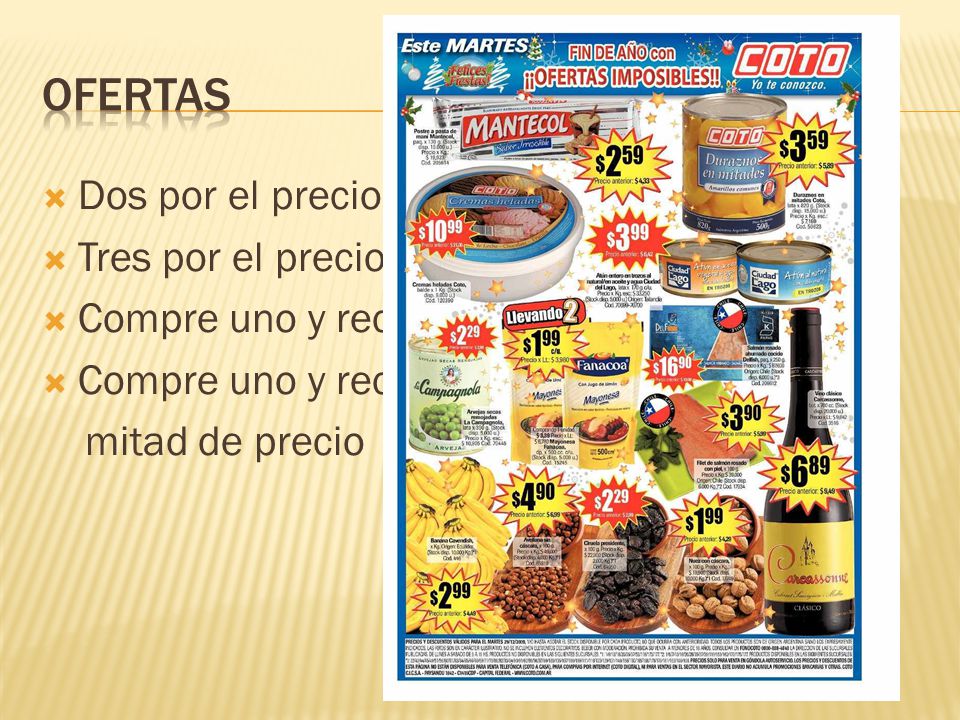 OFERTAS Dos por el precio de uno Tres por el precio de dos